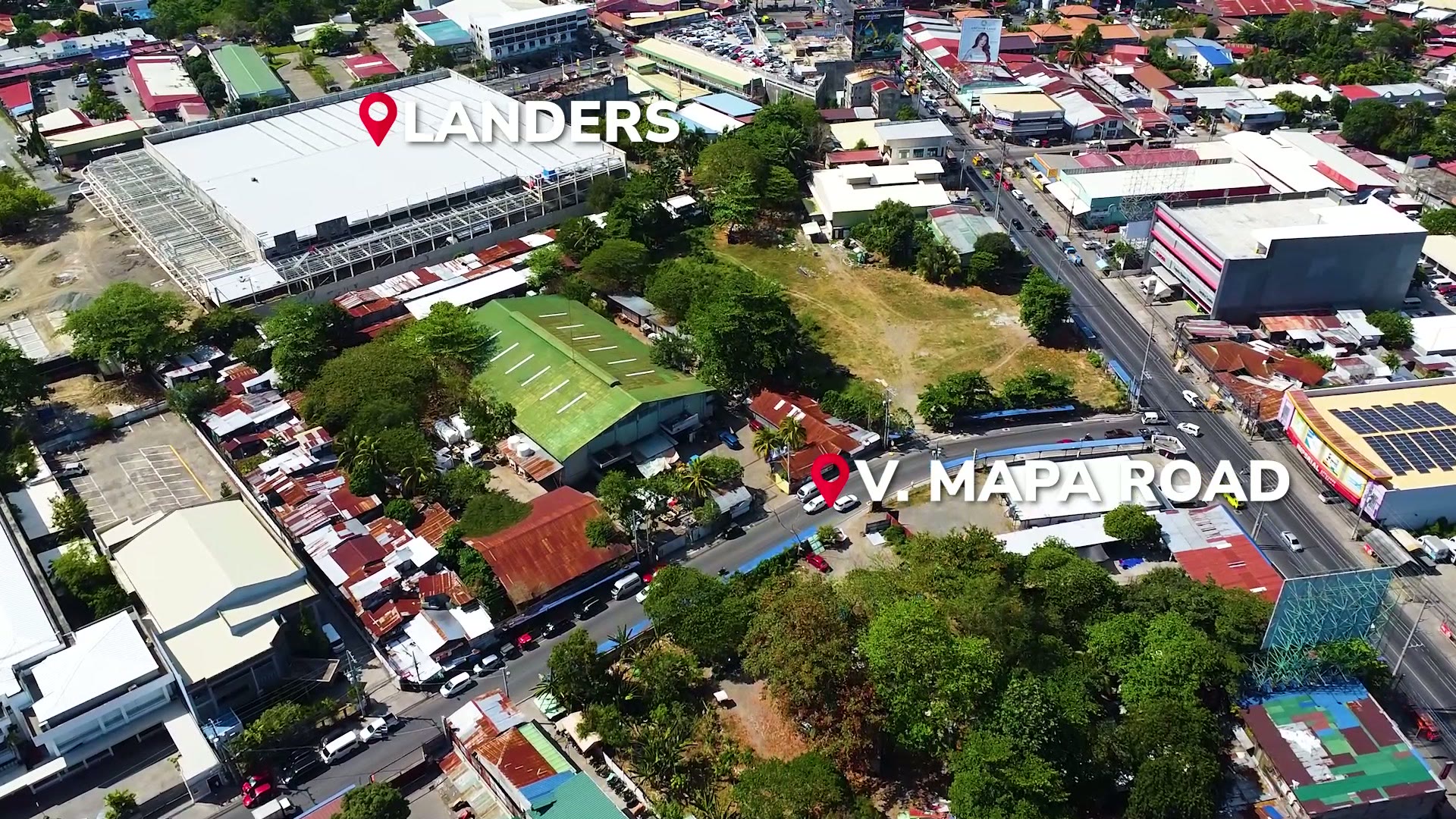 Aerial view of the project site along V. Mapa Road near Landers Superstore, Davao City