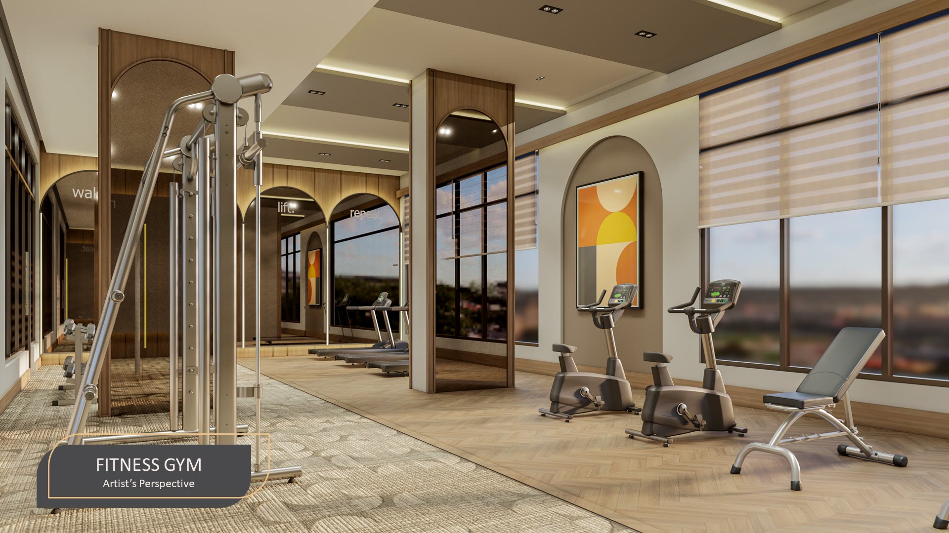 Fitness gym — Amenity floor. Architect's perspective, Downtowne Premier Residences