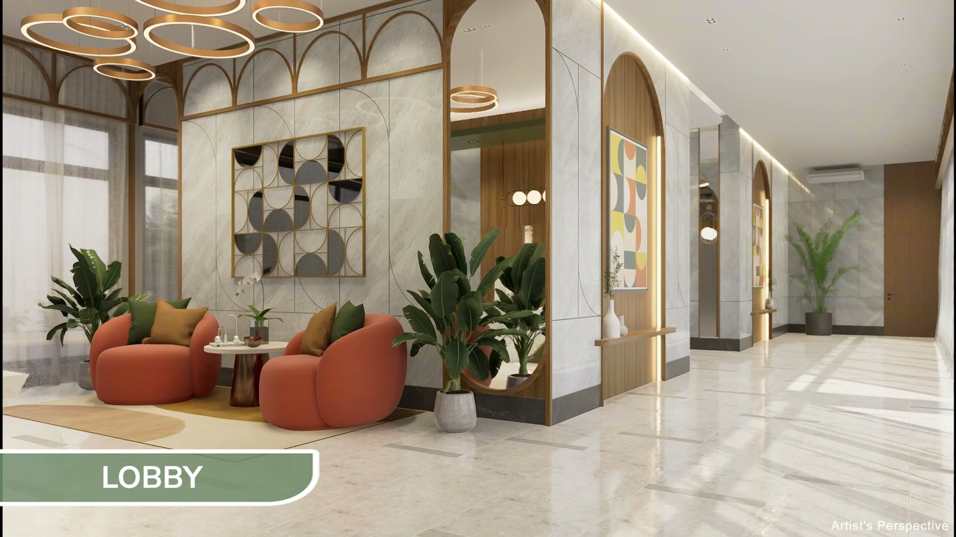 Lobby lounge — Ground floor. Architect's perspective, Downtowne Premier Residences