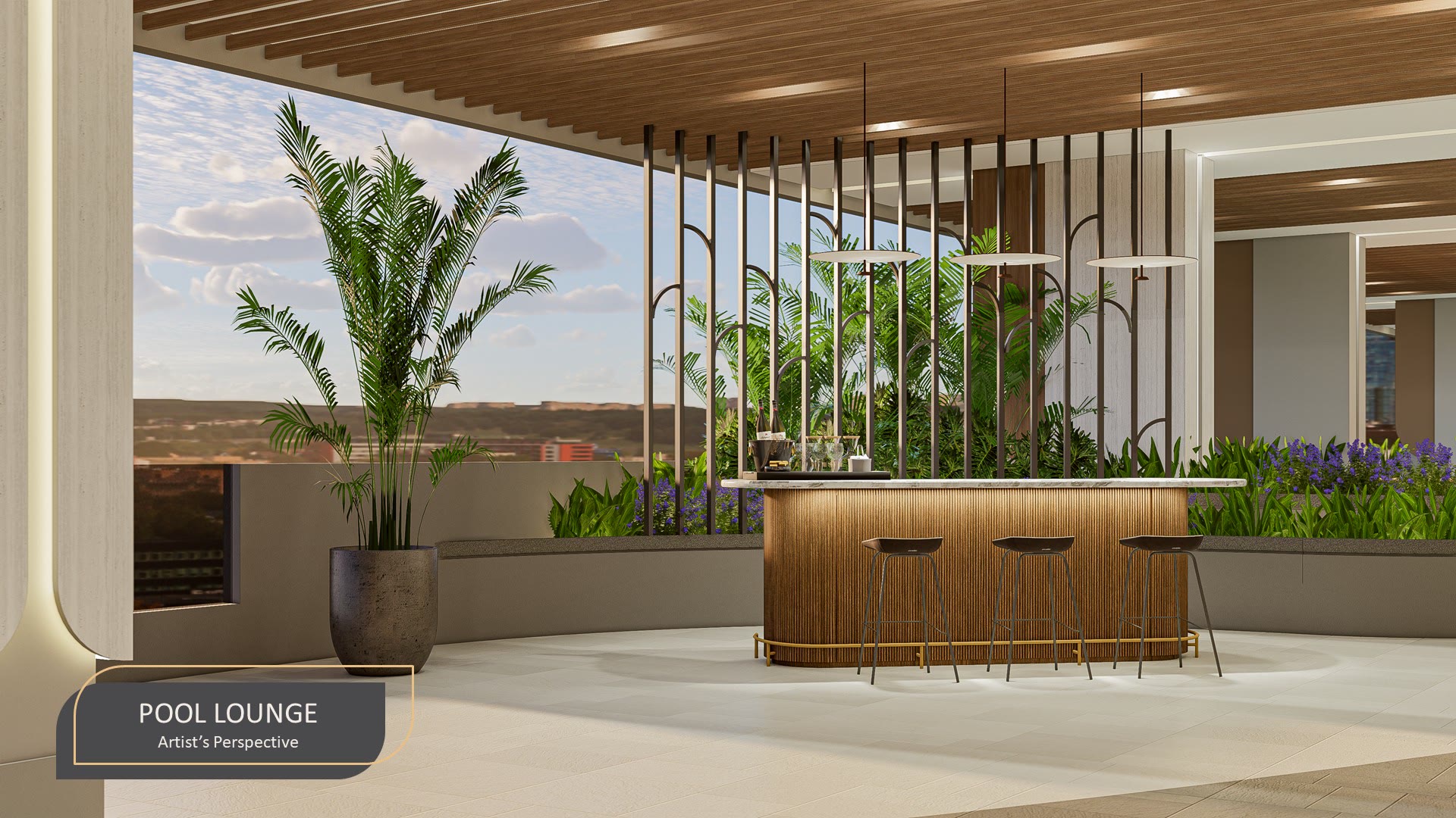 Pool lounge — Amenity floor. Architect's perspective, Downtowne Premier Residences