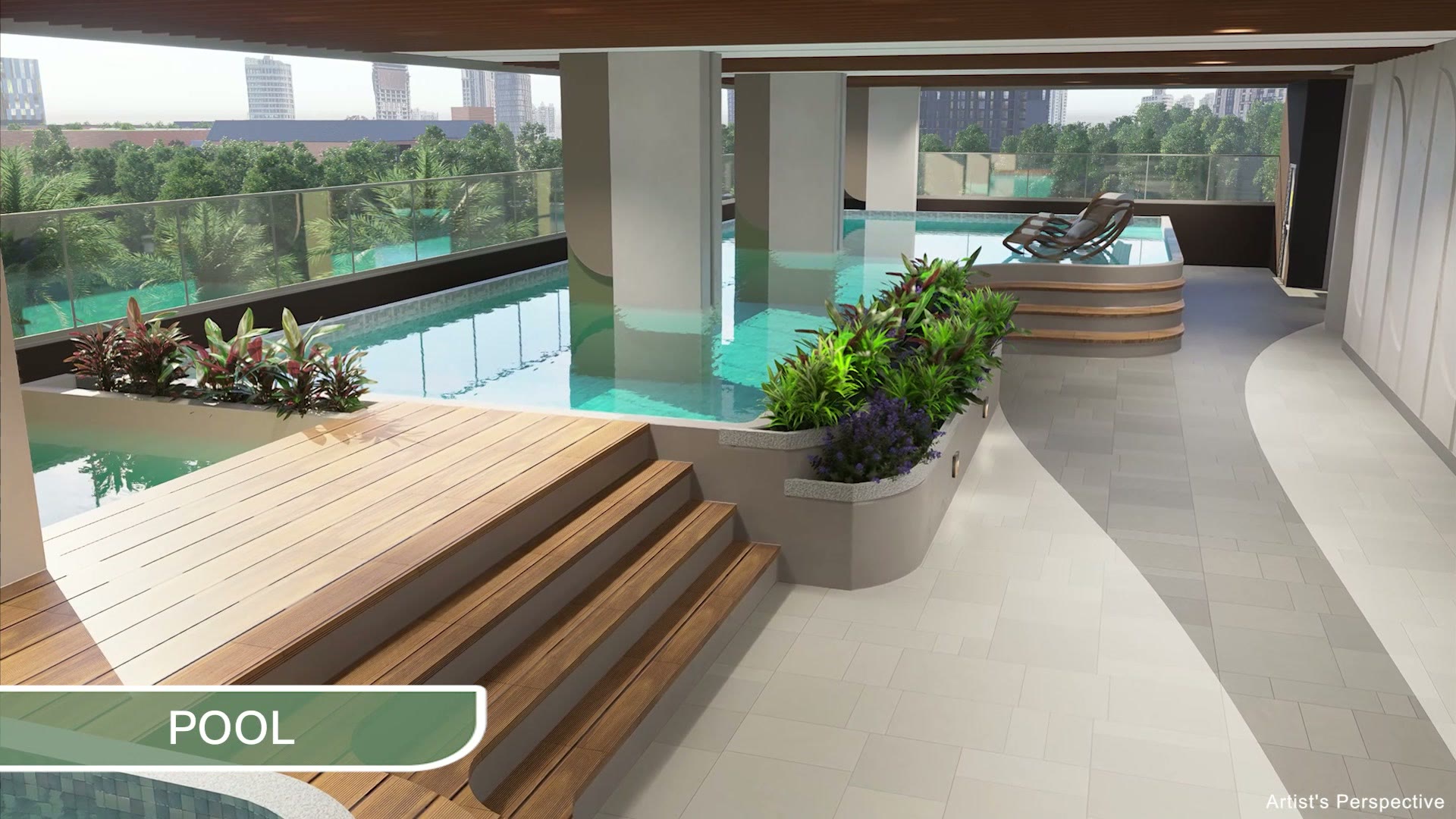 Swimming pool — Amenity floor. Architect's perspective, Downtowne Premier Residences
