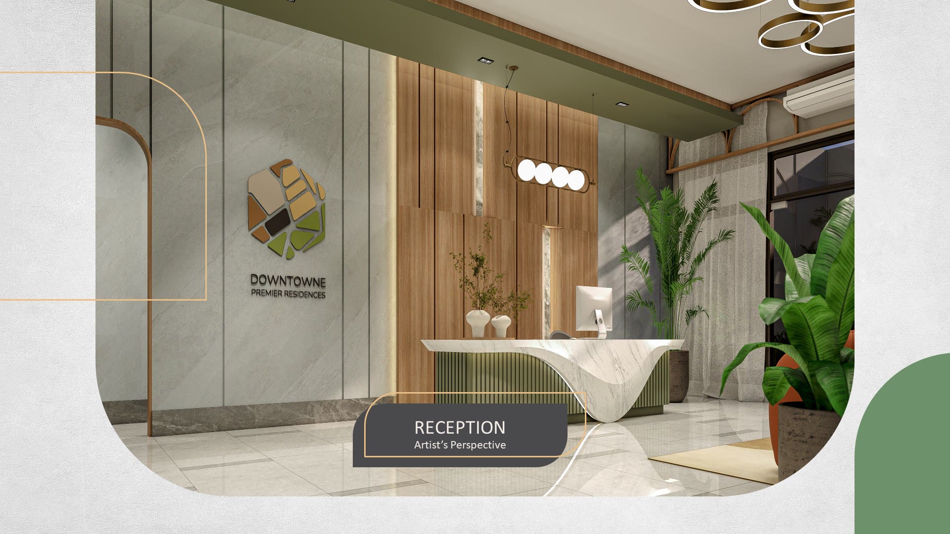 Reception — Ground floor lobby. Architect's perspective, Downtowne Premier Residences