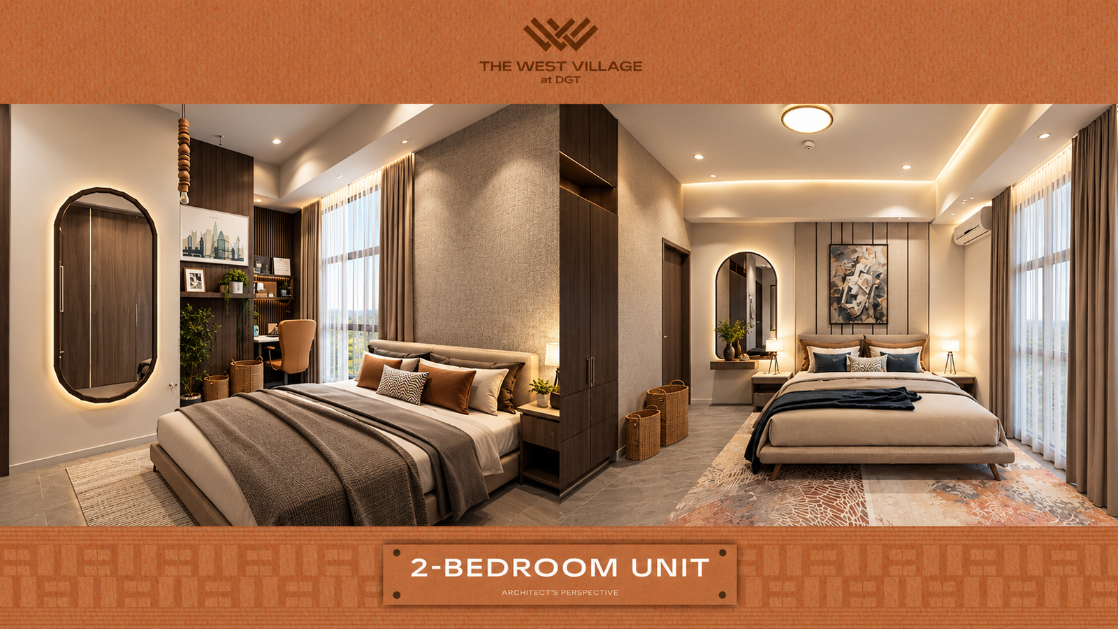 2-bedroom unit — Furnished perspective. Architect's perspective, The West Village at DGT